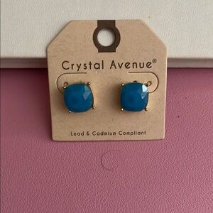 Crystal Avenue Blue Stud Earrings
